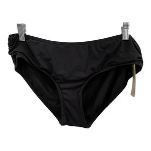 New MICHAEL Michael Kors Black Mid-Rise Full Coverage Bikini Bottom - XL